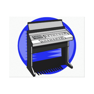 Electric Organ Blue Background Music Graphic Gallery Wrap Canvas