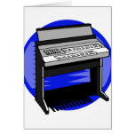 Electric Organ Blue Background Music Graphic Card