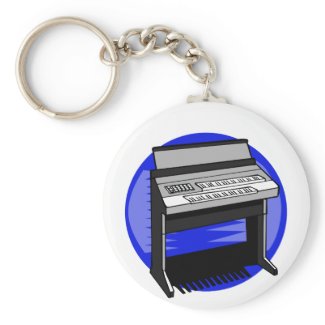 Electric Organ Blue Background Music Graphic keychain