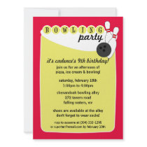 Electric Pink Retro Bowling Alley Bowling Birthday Custom Announcement