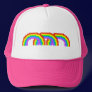 Electric Pink Retro Pixel Art Rainbow Happy Hat