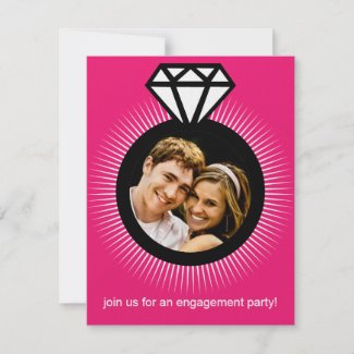 Electric Pink The Ring Photo Engagement Party invitation