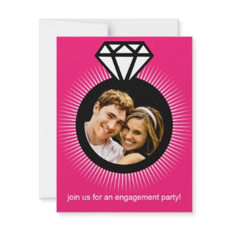 Electric Pink The Ring Photo Engagement Party invitation