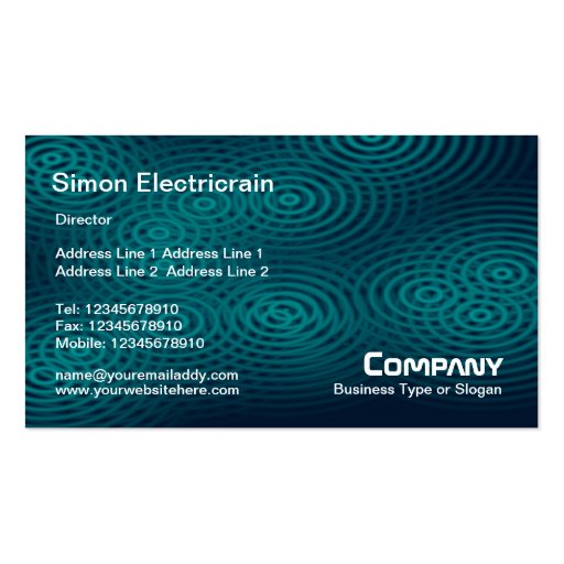Electric Rain (Plain) - Teal Business Card Templates (front side)