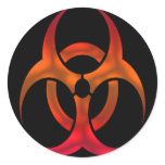 Electric Red Bio Hazard Stickers