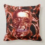 Electric Red Chrome Skull Reversible Pillow