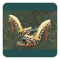 Electric Slide in Leopard Square Sticker