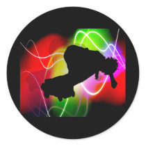 Electric Spectrum Skateboarder Round Stickers
