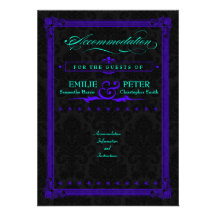 Electric Teal & Purple Poster Style Accommodations Custom Invitations