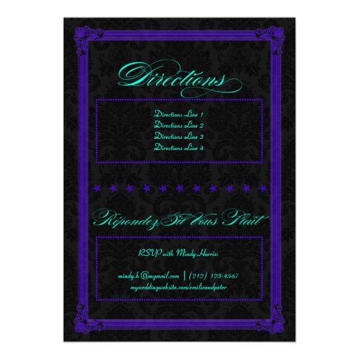 Electric Teal & Purple Poster Style Wedding Personalized Announcements