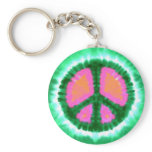 Electric Tie-Dye Peace Sign Keychain