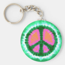 Electric Tie-Dye Peace Sign Keychain
