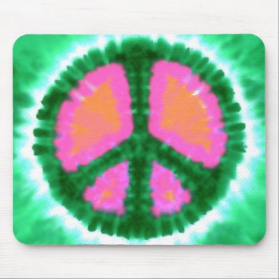 Electric Tie-Dye Peace Sign Mouse Pads by makelovenotwar