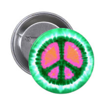 Electric Tie-Dye Peace Sign Pinback Buttons