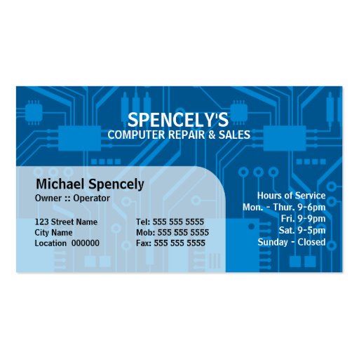 Electrical Circuit Board Blue Business Cards