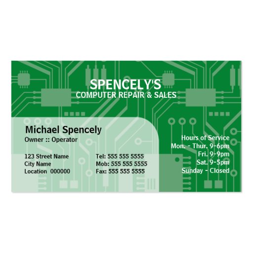 Electrical Circuit Board Blue Business Cards (front side)