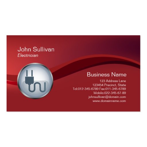 Electrician Business Card Electric Plug Icon