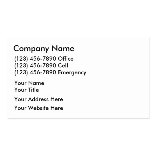 Electrician Business Cards (back side)
