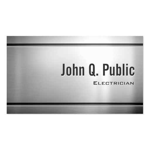 Electrician - Cool Stainless Steel Metal Business Card Template (front side)