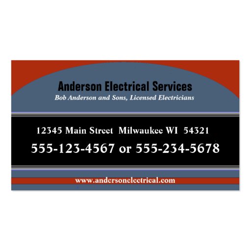 Electrician Customizable Business Card Templates (back side)