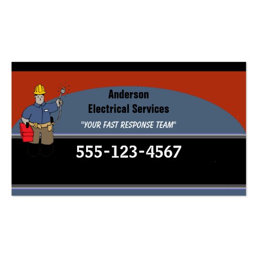 Electrician Customizable Business Card Templates (front side)