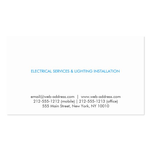 ELECTRICIAN LOGO WITH BLUE & ORANGE TEXT BUSINESS CARD TEMPLATES (back side)