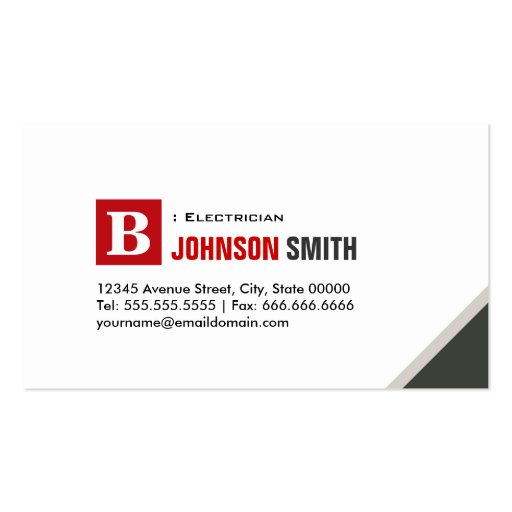 Electrician - Simple Chic Red Business Card Templates (front side)