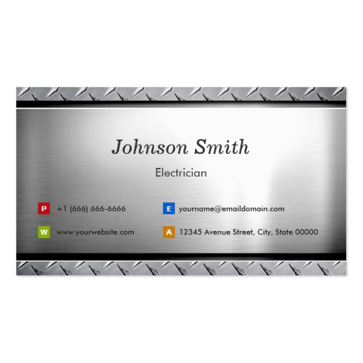 Electrician - Stylish Platinum Look Business Card Template