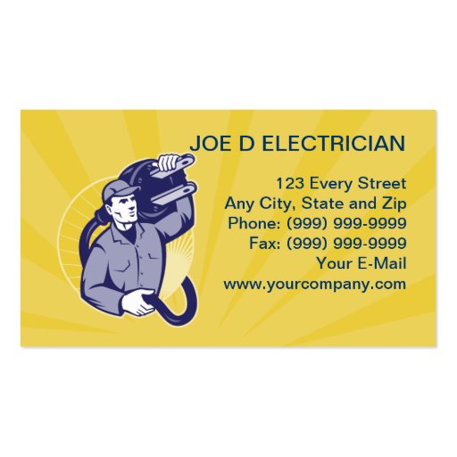 electrician worker repairman business card (front side)