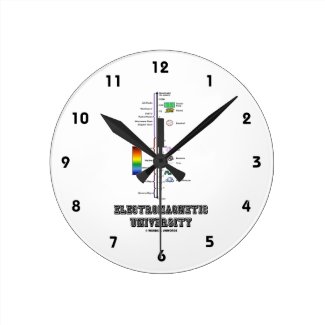 Electromagnetic University (Electromag. Spectrum) Round Wall Clocks