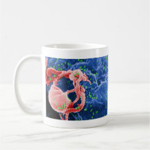 Electron Micrograph of HIV-1 Budding Lymphocyte Mug