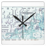 electronic circuit board square wallclocks