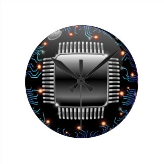 Electronic Motherboard Circuit Wall Clock