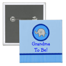 Elefante azul "abuela a ser" botón de la fiesta de pin