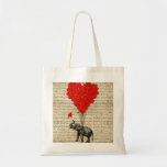 Elefante y globos en forma de corazón bolsa