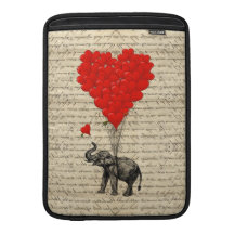 Elefante y globos en forma de corazón fundas macbook air
