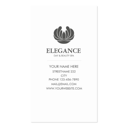 ELEGANCE FLOWER DESIGN SPA WELLNESS BUSINESS CARD TEMPLATES (back side)