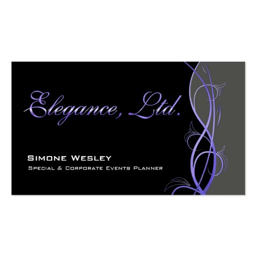 Elegance Gala Events Planner Coordinator Business Card (front side)