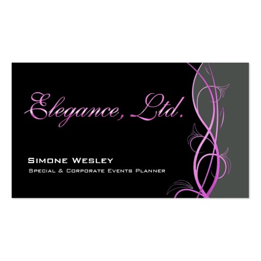 Elegance Gala Events Planner Coordinator Business Card Template (front side)