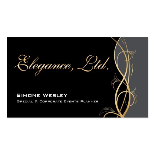 Elegance Gala Events Planner Coordinator Business Card (front side)