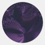 Elegance II · Fractal Art · Purple & Black Round Stickers