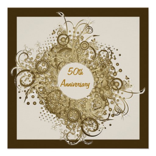 Elegance Wreath Golden Anniversary Party Invitatio Announcement