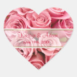 Elegancia color de rosa rosada - personalizar pegatinas corazon