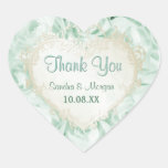 Elegancia del rosa de verde menta - gracias calcomanías de corazones personalizadas