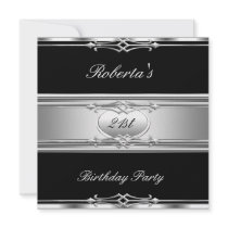 Elegant 21st Birthday Party Black Silver 21 Personalized Invite