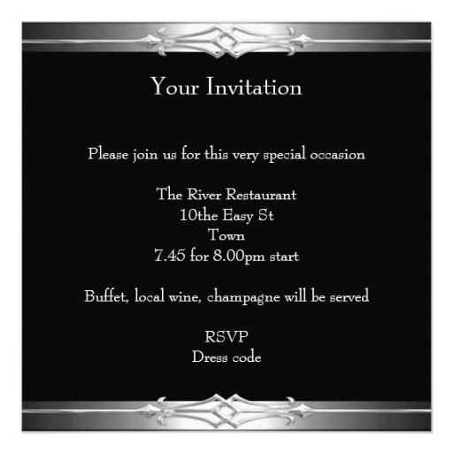 Elegant 21st Birthday Party Black Silver 21 Personalized Invite