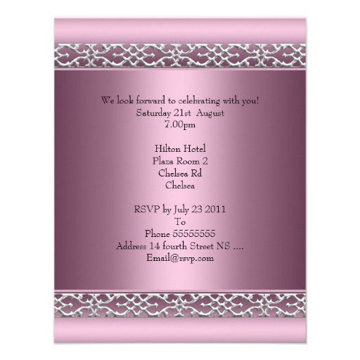 Elegant 21st Birthday Satin Pink Butterfly Jewel Custom Announcements