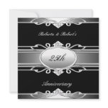 Elegant 25th Anniversary Black Silver Custom Invites