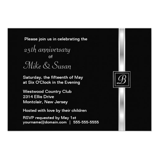 Elegant 25th Anniversary Party Invitation