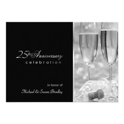 Elegant 25th Anniversary Party Invitation (front side)